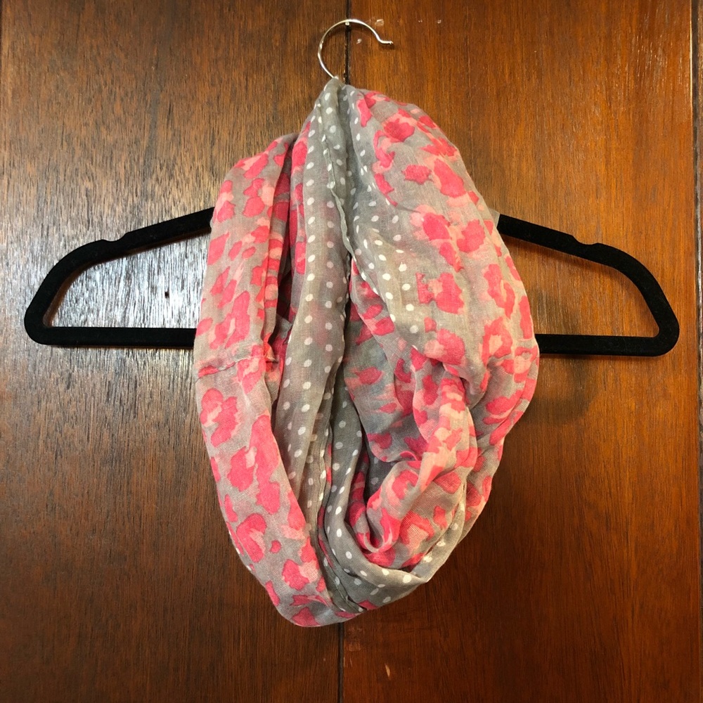 Pink & Light Grey Infinity Scarf